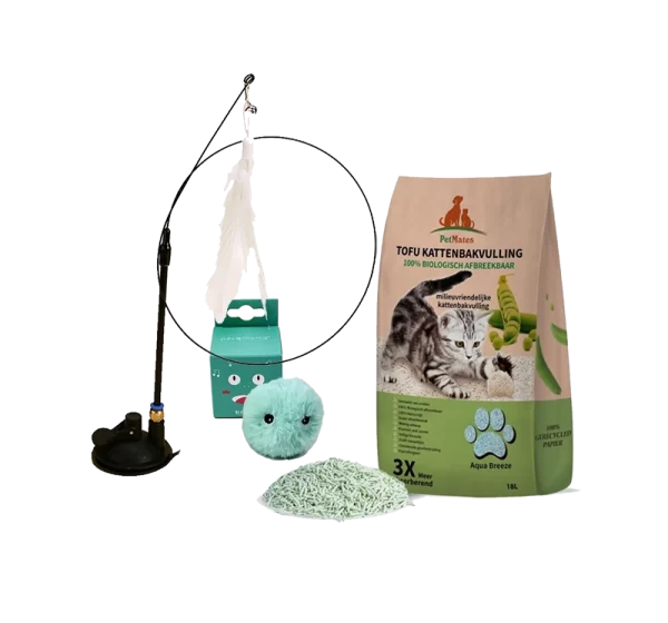 Katzenstreu-Kombi-Angebot 2: Vorteilsbeutel Katzenstreu + Feder + Ball